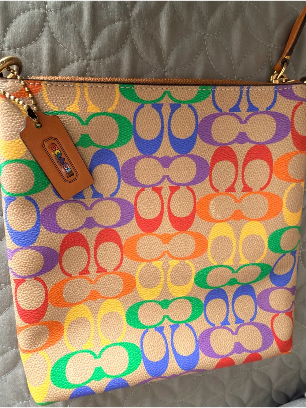 Coach Multicolor Signature C Crossbody Bag - Rainbow Logo Print